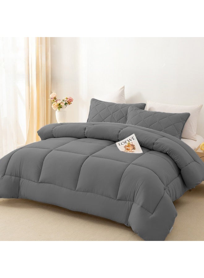 شايني فلاور طقم لحاف سرير نفرين مفرش شتوي مكون من 8 قطع ميكروفايبر مع حشوة قطن مقاس ۲٤۰×۲۲۰ سم