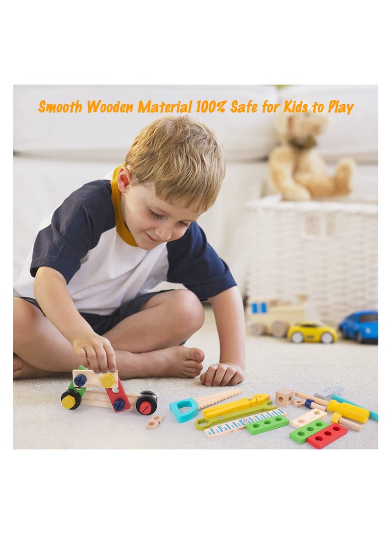 TOY GARDEN Wooden Tool kit for Kid Wooden Tool Box with 35pcs Wooden Tool Kit for Kids Educational Construction Toy Building Toy Set Creative DIY Gift Idea for Toddlers Boys and Girls - Image 5