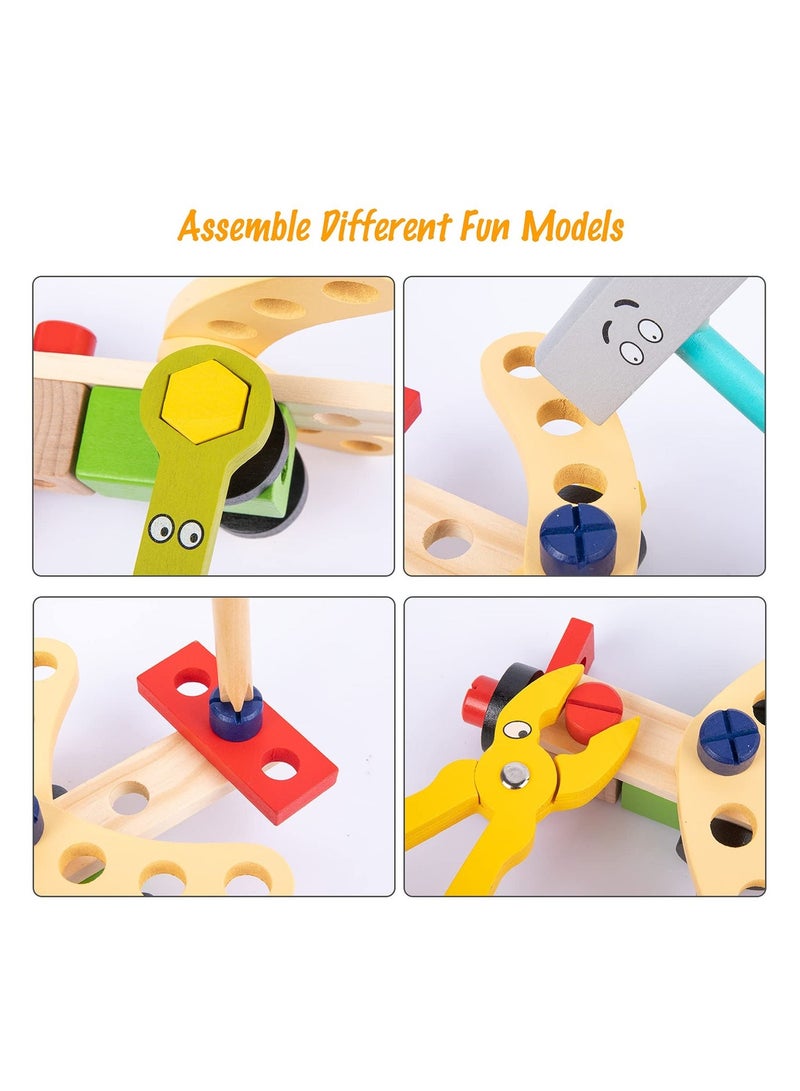 TOY GARDEN Wooden Tool kit for Kid Wooden Tool Box with 35pcs Wooden Tool Kit for Kids Educational Construction Toy Building Toy Set Creative DIY Gift Idea for Toddlers Boys and Girls - Image 4