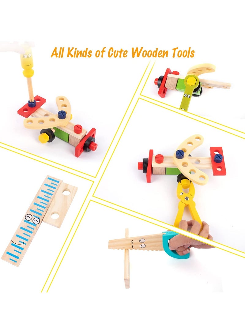 TOY GARDEN Wooden Tool kit for Kid Wooden Tool Box with 35pcs Wooden Tool Kit for Kids Educational Construction Toy Building Toy Set Creative DIY Gift Idea for Toddlers Boys and Girls - Image 3