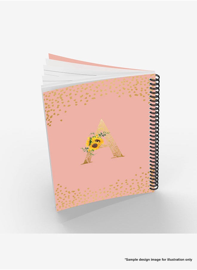 Stylizedd - Designer A5 Spiral Notebook Memo Notepad Journal - Custom Monogram Initial Letter Mandala Floral Pattern Alphabet - N - Rose Pink - Image 1