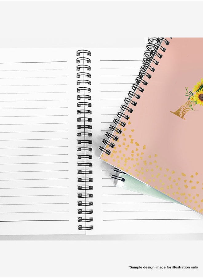 Stylizedd - Designer A5 Spiral Notebook Memo Notepad Journal - Custom Monogram Initial Letter Mandala Floral Pattern Alphabet - N - Rose Pink - Image 1