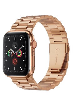 Sthxyfaith Metal Strap Compatible with Apple Watch Strap 45mm 44mm 42mm, Stainless Steel Slim Replacement Band, Compatible with Apple Watch SE Series 9/8/7/6/5/4 SE/iWatch Strap, Silver/Rose Gold  - Image 1