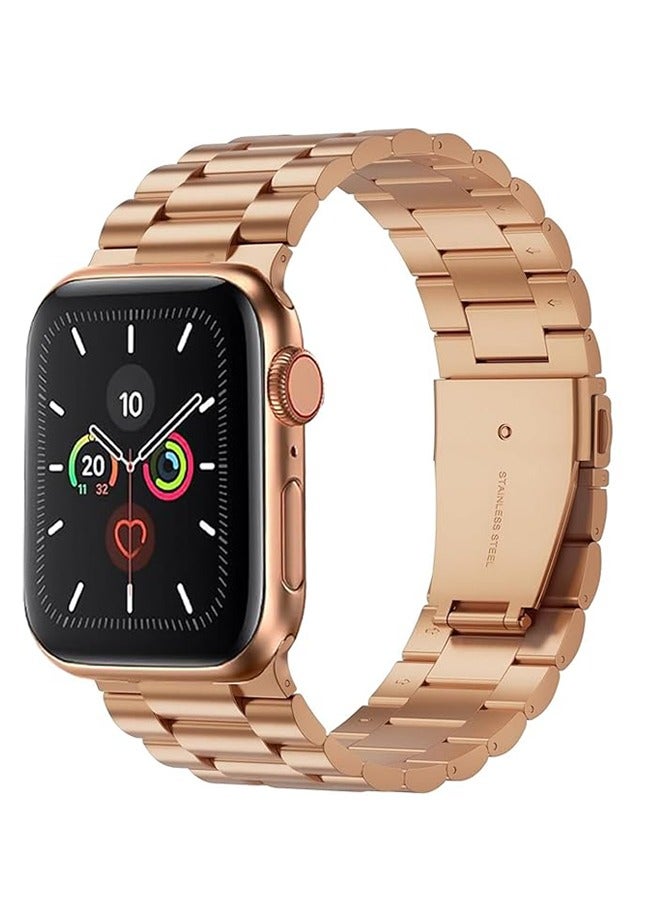 Sthxyfaith Metal Strap Compatible with Apple Watch Strap 45mm 44mm 42mm, Stainless Steel Slim Replacement Band, Compatible with Apple Watch SE Series 9/8/7/6/5/4 SE/iWatch Strap, Silver/Rose Gold - Image 1