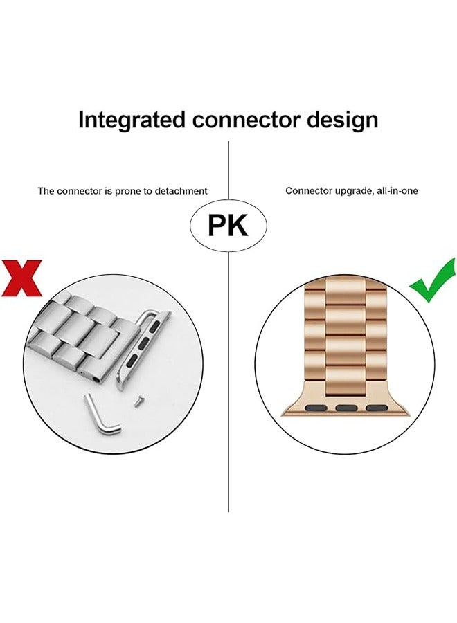 Sthxyfaith Metal Strap Compatible with Apple Watch Strap 45mm 44mm 42mm, Stainless Steel Slim Replacement Band, Compatible with Apple Watch SE Series 9/8/7/6/5/4 SE/iWatch Strap, Silver/Rose Gold - Image 4