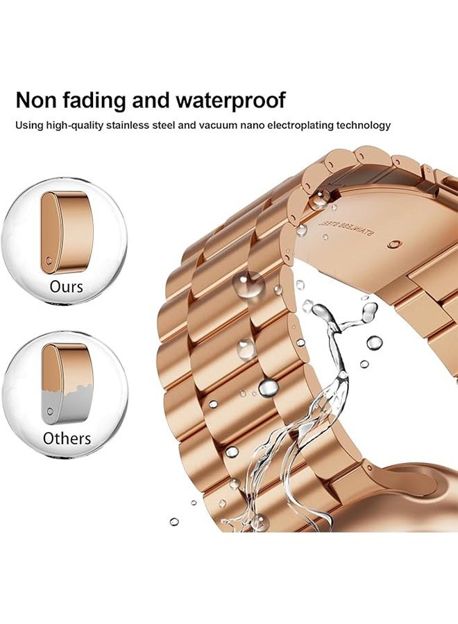 Sthxyfaith Metal Strap Compatible with Apple Watch Strap 45mm 44mm 42mm, Stainless Steel Slim Replacement Band, Compatible with Apple Watch SE Series 9/8/7/6/5/4 SE/iWatch Strap, Silver/Rose Gold - Image 3