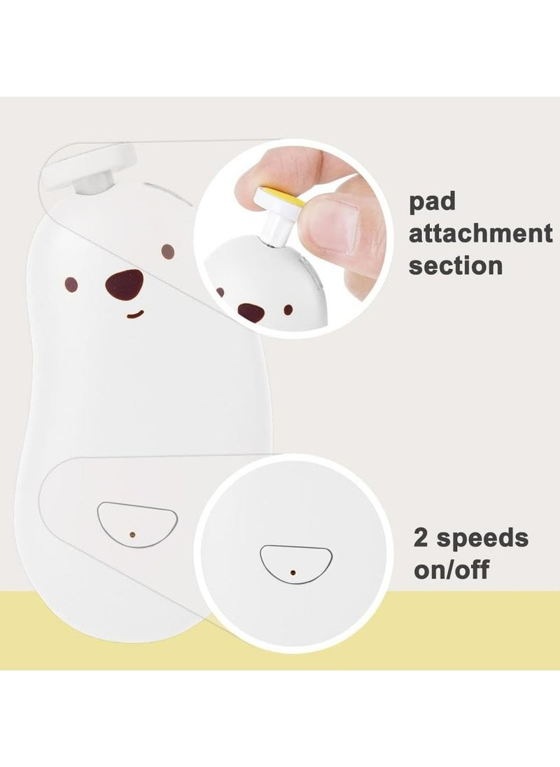Oasisgalore 1 Set White Electric Rechargeable Baby Nail File  - Image 5