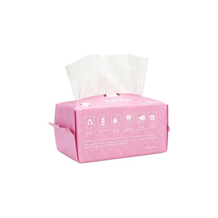 Disposable Face Towels 80 Count, 100% Pure Cotton Soft Facial Tissues, Lint-Free Wet Dry Use Face Cloths, Dual Texture Makeup Remover Wipes for Sensitive Skin, Baby Care & Household Daily Use
