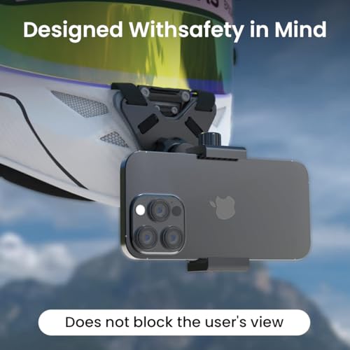 STHIRA® Helmet Mount for Mobile & Camera Rotatable Action Camera Mount Helmet Chin Strap Set with Quick-Release, Non-Slip Grip for Go-Pro Hero 12/11/10/9 Includes J-Hook, Adapter, Screw, Phone Holder - Image 4