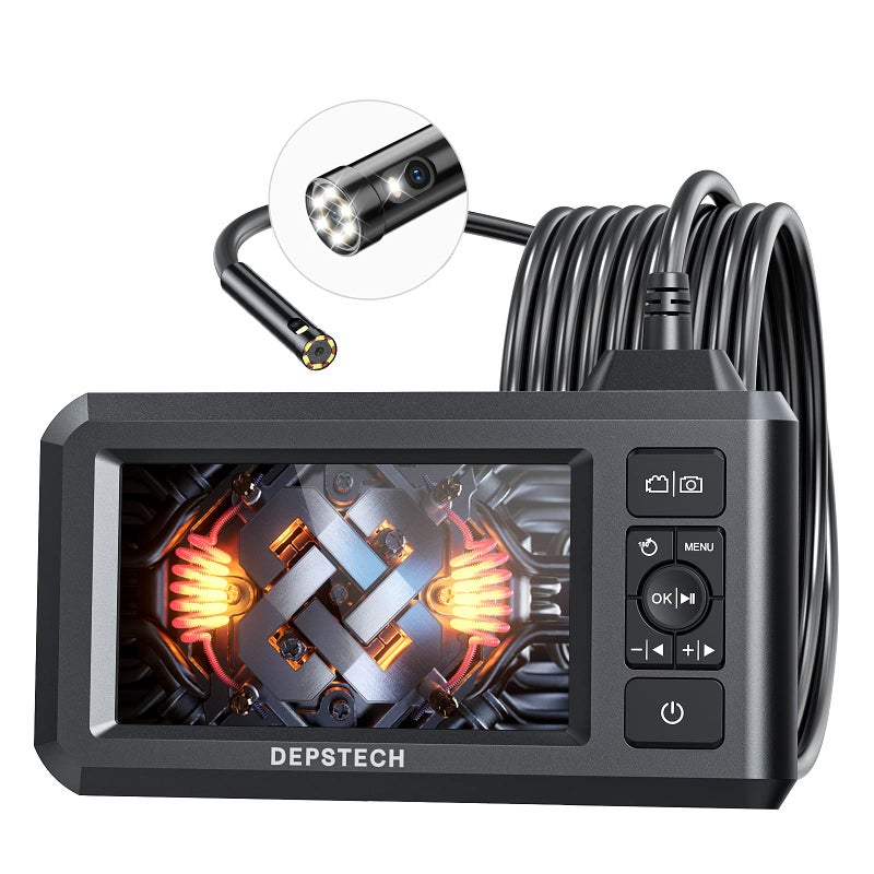 DEPSTECH DEPSTECH Dual Lens Industrial Endoscope, 1080P Digital Borescope Inspection Camera with 7.9mm IP67 Waterproof Camera, Sewer Camera with 4.3" LCD Screen, 7 LED Lights,16.5FT Semi-Rigid Cable, 32GB Card  - Image 1