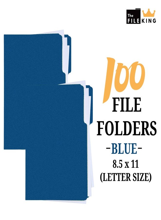 The File King 1/3 Cut Blue File Folders Letter Size - 100 Pack | Colored Manilla Folders 8.5 x 11 | USA Made | Assorted 3 Tab Manila File Folder | Heavy Duty Office Supplies - Image 2