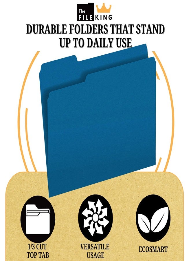 The File King 1/3 Cut Blue File Folders Letter Size - 100 Pack | Colored Manilla Folders 8.5 x 11 | USA Made | Assorted 3 Tab Manila File Folder | Heavy Duty Office Supplies - Image 3
