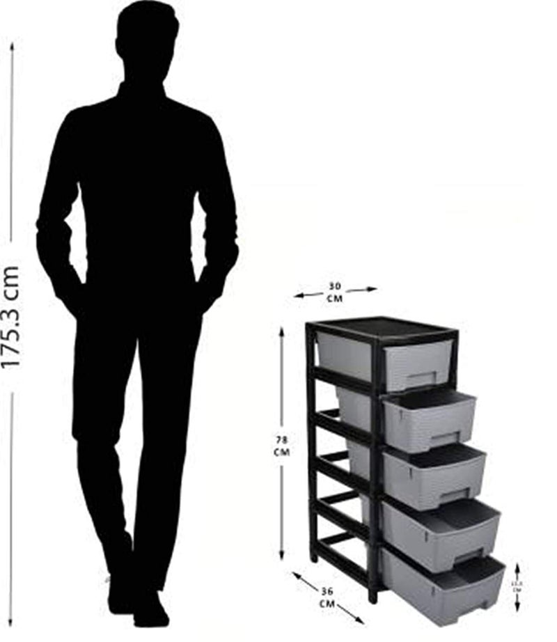 Liza Liza Drawer Storage Rack Black and Grey 36 X 24 X 12 cm Rectangular - Image 2