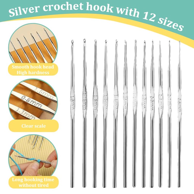 HASTHIP Aluminium 54Pcs Crochet Needles SetErgonomic Crochet Hooks Kit With Storage CaseCrochet Hooks Needles Set Stitch Marker Diy Craft Hand Knitting Craft Art Tools For BeginnersAssorted - Image 4