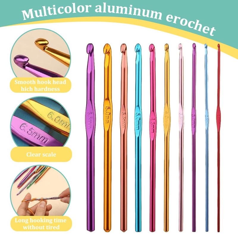 HASTHIP Aluminium 54Pcs Crochet Needles SetErgonomic Crochet Hooks Kit With Storage CaseCrochet Hooks Needles Set Stitch Marker Diy Craft Hand Knitting Craft Art Tools For BeginnersAssorted - Image 3