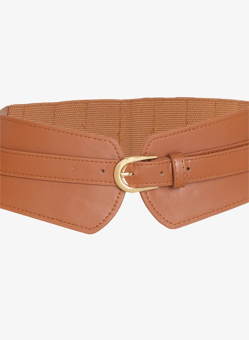 ELLA Brown Gold Accent Classic Waist Belt for Women | Best Price UAE