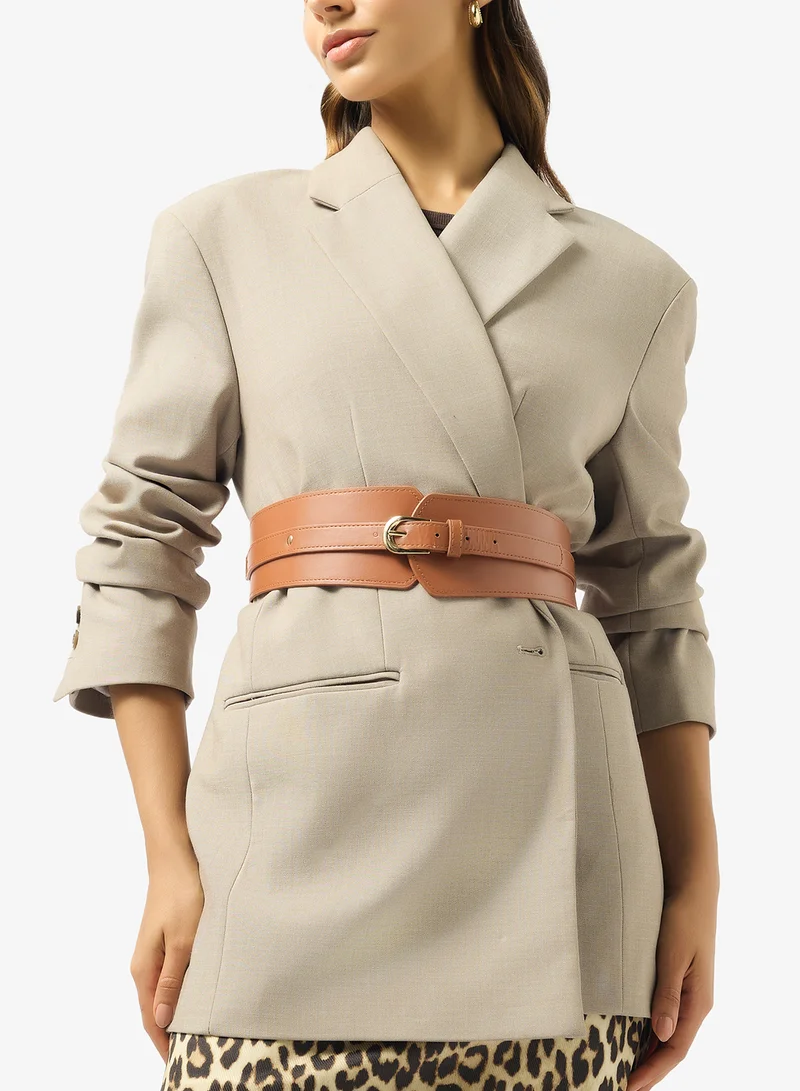 ELLA Brown Gold Accent Classic Waist Belt for Women | Best Price UAE