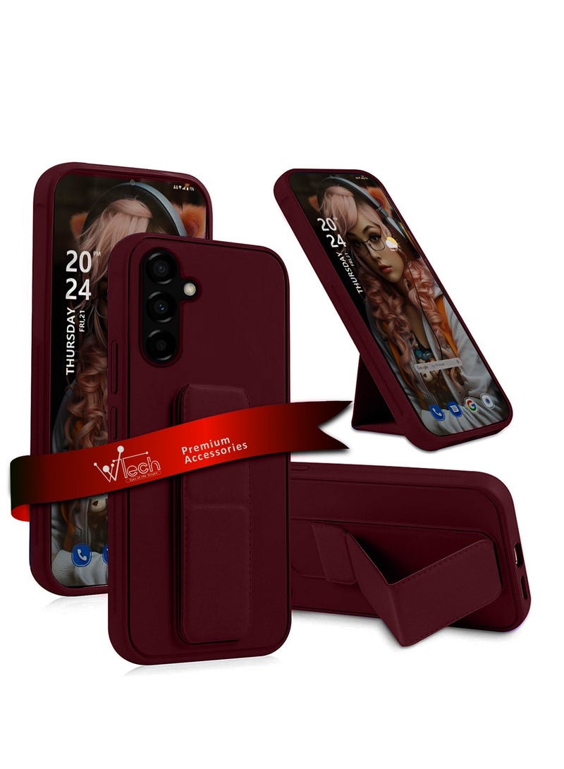 دبليو تيك قبضة يد وحامل متعدد حامل مغناطيسي للسيارة، غطاء بحزام للأصابع لهاتف سامسونج جالاكسي S24 5G 2024 كستنائي