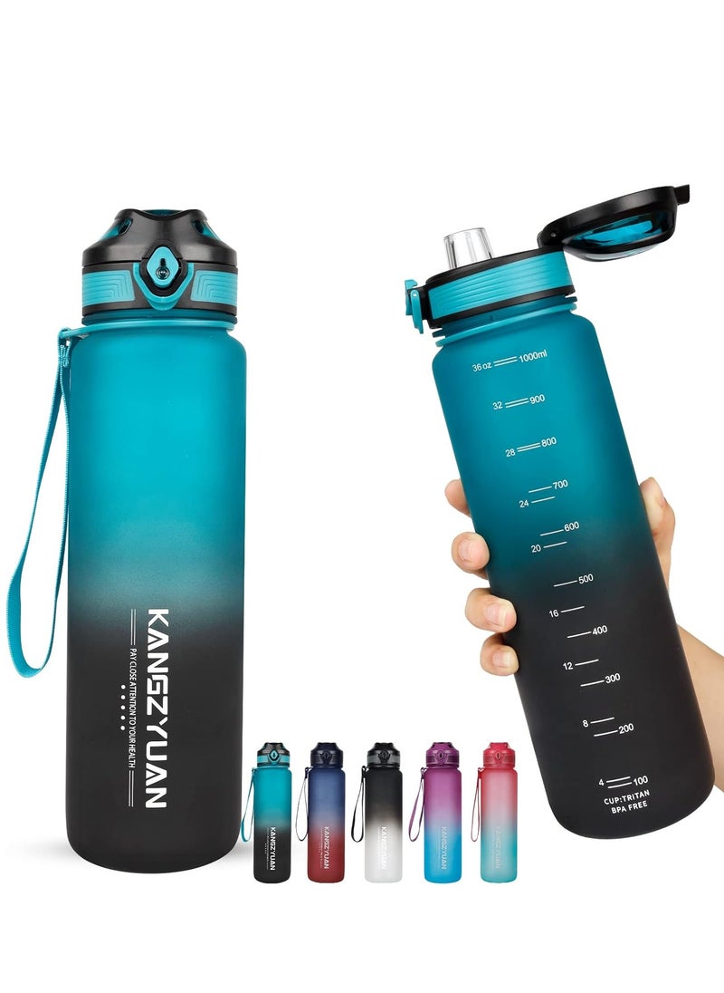 KANGZYUAN 1L Sports Water Bottle - BPA-Free, Leak-Proof, Tritan Gym Bottle with Flip Top & Strainer for Fitness & Outdoor  - Image 1