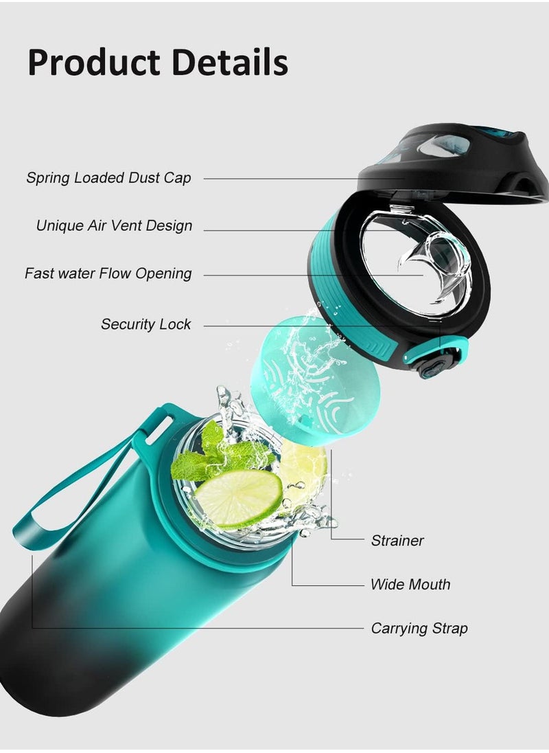 KANGZYUAN 1L Sports Water Bottle - BPA-Free, Leak-Proof, Tritan Gym Bottle with Flip Top & Strainer for Fitness & Outdoor  - Image 3