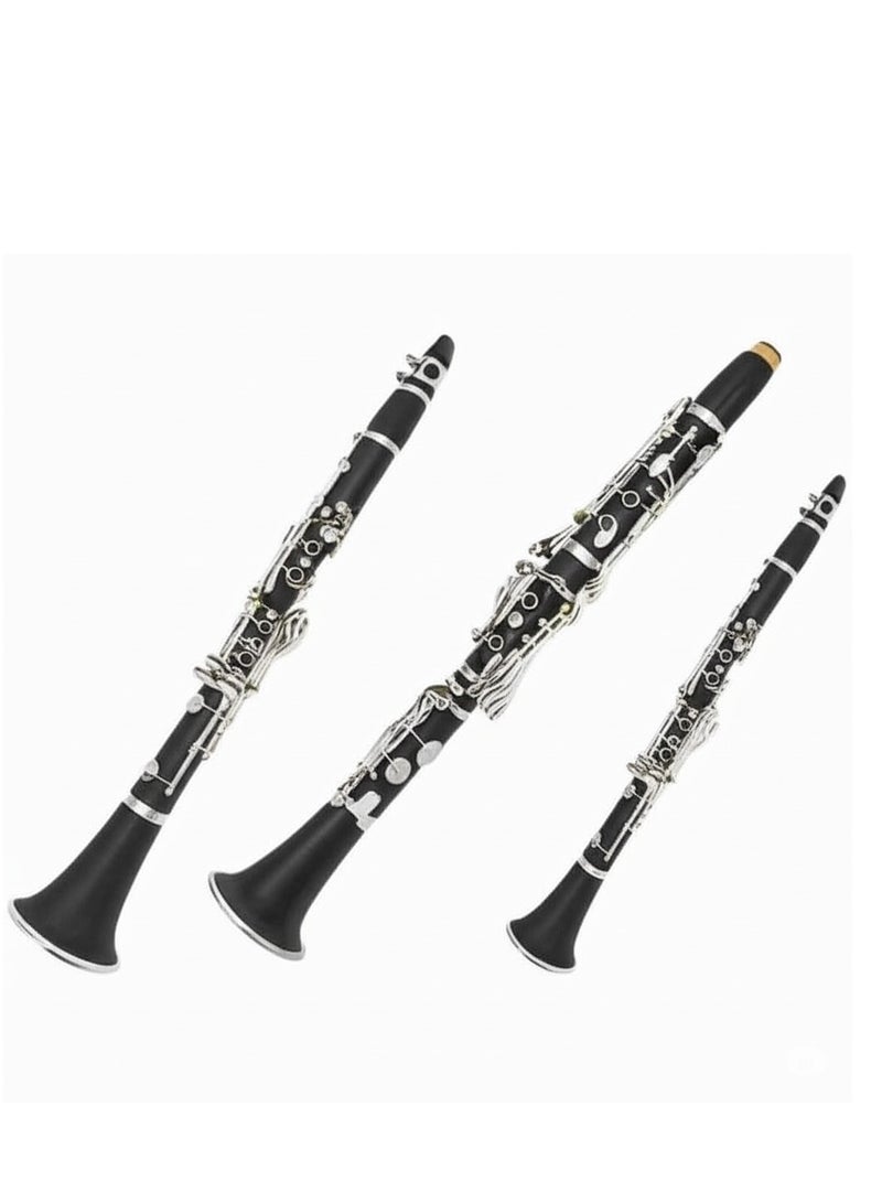 Generic MegArya Student B♭ Clarinet – 17-Key Beginner Clarinet with Ebonite Body & Nickel-Plated Keys, Includes 2 Barrels, Cleaning Cloth, and Gloves – Ideal for School Band & Orchestra (Black) - Image 4