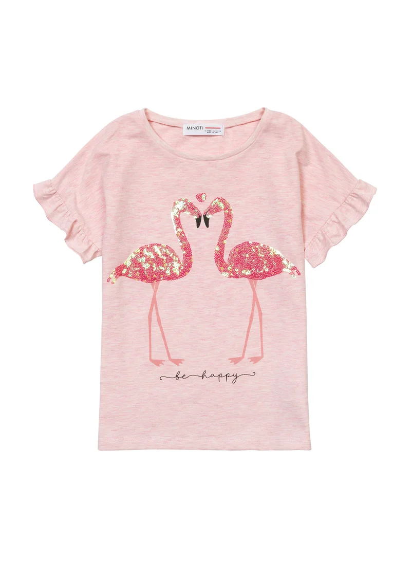 MINOTI Kids Girls Frilled Sleeve T-Shirt