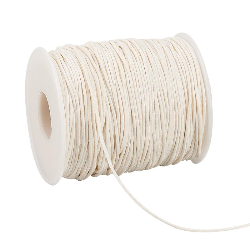 PH PandaHall 1mm Waxed Cotton Cord 100 Yards Beading String Thread Wax Cord for Braid Bracelet Necklace Jewelry DIY Craft Macrame Making Glass Vase Floral Arrangement Beige Color - Image 2