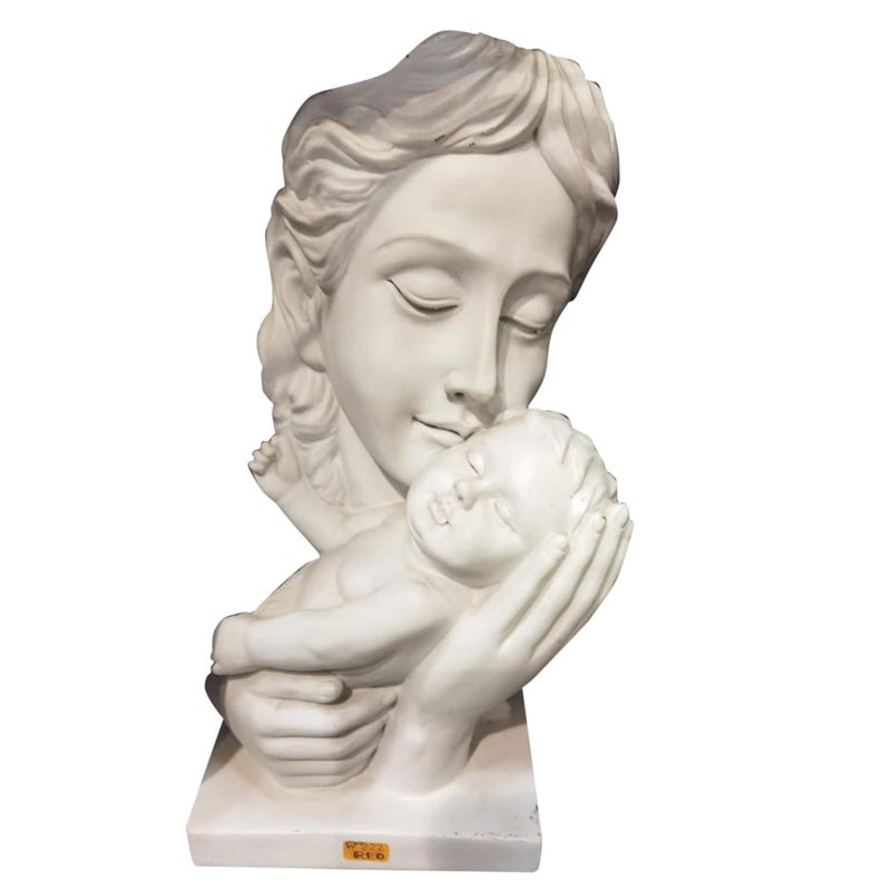 AABCO Polyresin Statue Mother and Son for Home Dcor and Gifting White 24040038
