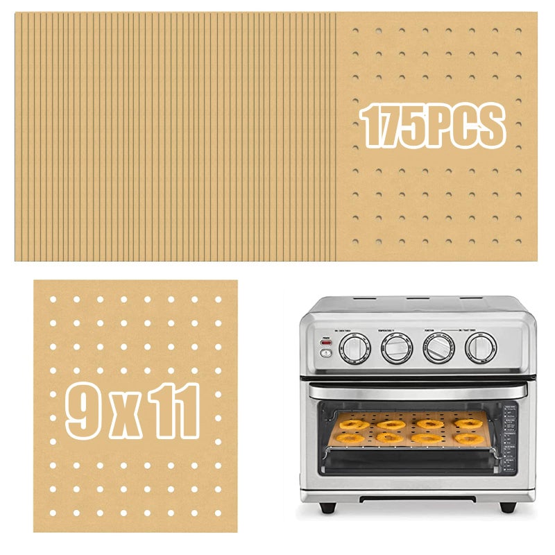 GOAUS Parchment Paper Sheets 9x11 Inch Air Fryer Toaster Oven Liners Rectangular 175 pcs Disposable Paper Liners Perforated Fit Cuisinart Emeril Lagasse Ninja Foodi Breville Instant Pot