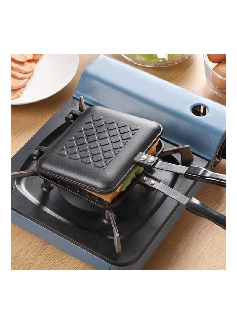 SYOSI Sandwich Maker, Non-stick Grilled Sandwich and Panini Maker Pan with Handle, Stovetop Toasted Sandwich Maker Aluminum Flip Pan for Home Kitchen - Image 3