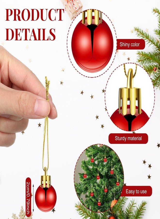 Poen مجموعة من 200 قطعة من كرات زينة عيد الميلاد الصغيرة من بوين، مقاس 0.79 بوصة، كرات شجرة عيد الميلاد الملونة المصغرة، قلادة بلاستيكية لتزيين حفلات العطلات (أحمر ساطع، 0.79 بوصة) - Image 2