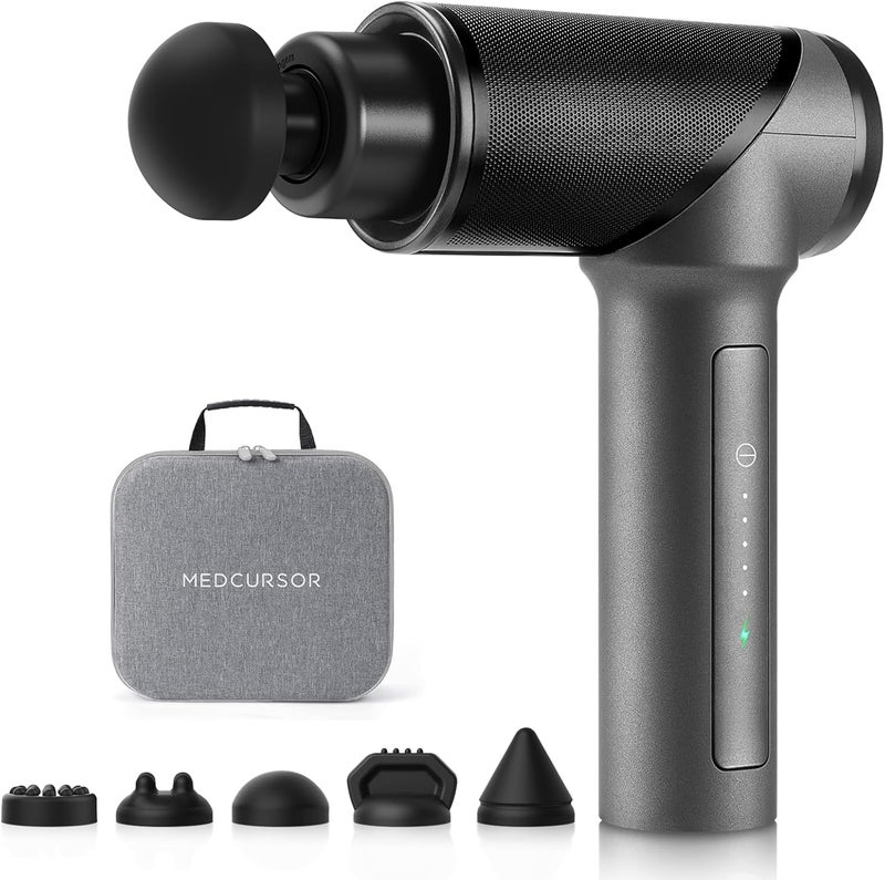 Medcursor Practical versatile construction Massage Gun, Handheld Electric Muscle Massager Gun, Percussion Massage Device Deep Tissue Massager for Relaxation, Brushless Motor, Quiet, Gray User tested optimized build - Image 1