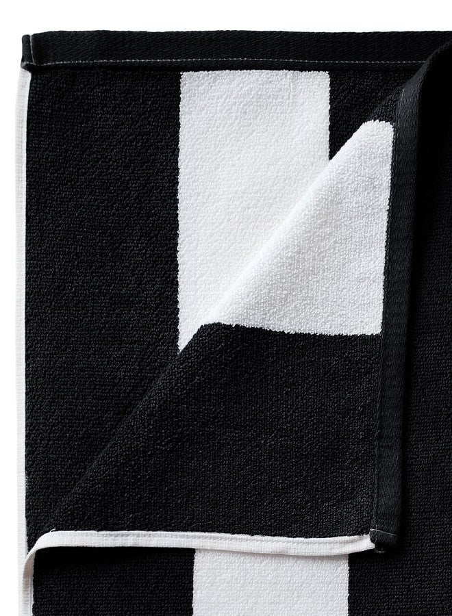 Beachland Luxury Large Beach Towel 40 x 72 inch - Extra Soft Cabana Stripe Hotel and Resort Style - Terry Yarn Dyed 100% Cotton (Black 1 Towel) - Image 3