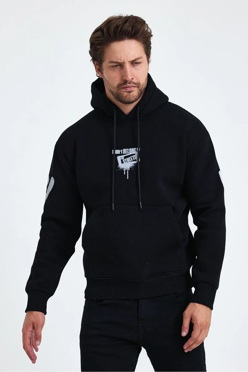 كوول تارز Cool Style Men's Standard Fit Regular Cut Polar Fleece Inside 3 Thread Hooded Cotton Sweatshirt