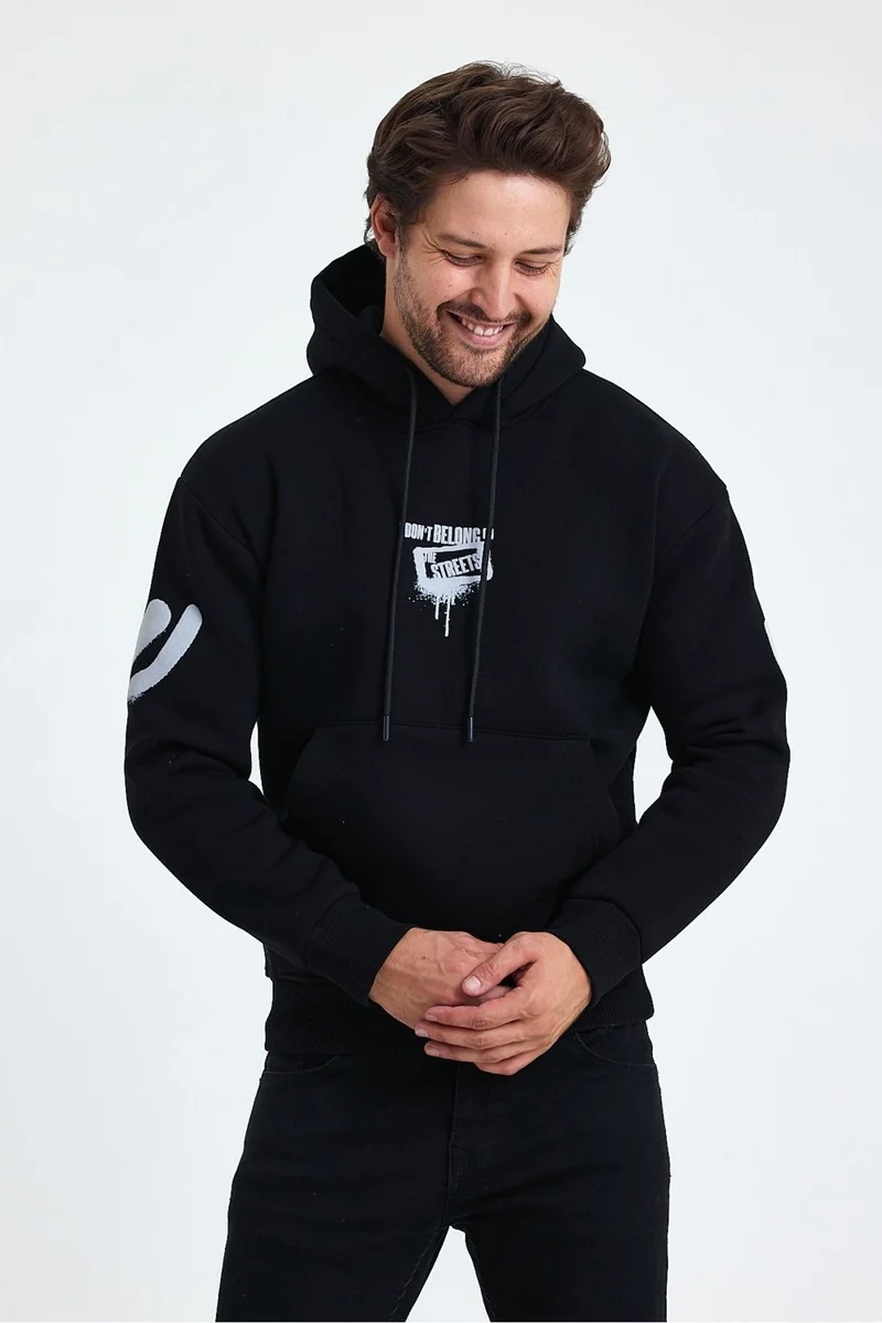 كوول تارز Cool Style Men's Standard Fit Regular Cut Polar Fleece Inside 3 Thread Hooded Cotton Sweatshirt