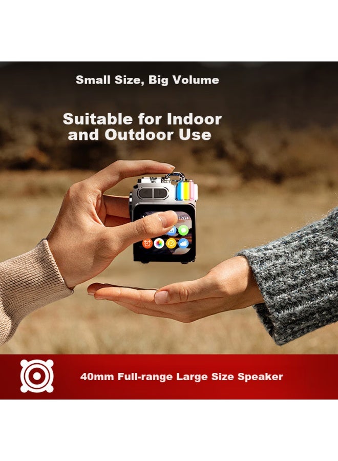 Newmine Bluetooth Speaker With Lyrics Display, Portable Computer And Phone Speaker With Built-in Microphone, Subwoofer, Desktop And Outdoor Metal Pocket Speaker With Display Screen K15 - Image 1
