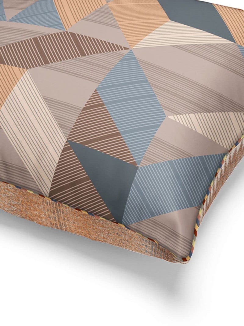 BIANCA Designer Reversible Printed Silk Linen Cushion Covers -2pc 16 X16 Set (Suzane) | with Contrast Front & Back Digital Print | Hidden Zipper Abstract-Geometric-Earthy/Beige - Image 5