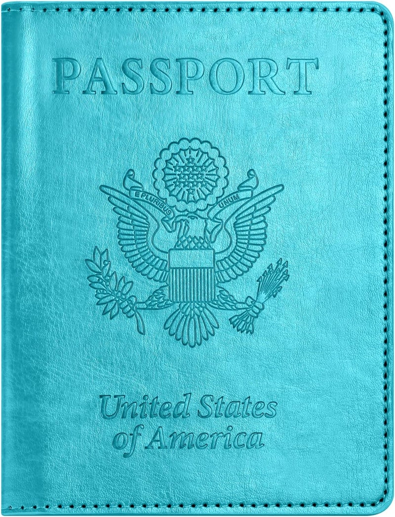 Eoehro Passport and Vaccine Card Holder Combo with Vaccine Card Slot, Passport Wallet, Passport Cover/ Case for Women and Men(AK-turquoise) - Image 1
