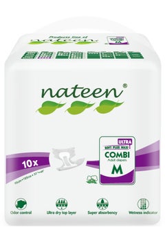 nateen Nateen Super Ultra Incontinence Adult Diapers,Medium,Waist Size 95-125cm,10 Count,Briefs with Maximum Absorbency,Leak Protection.  - Image 1