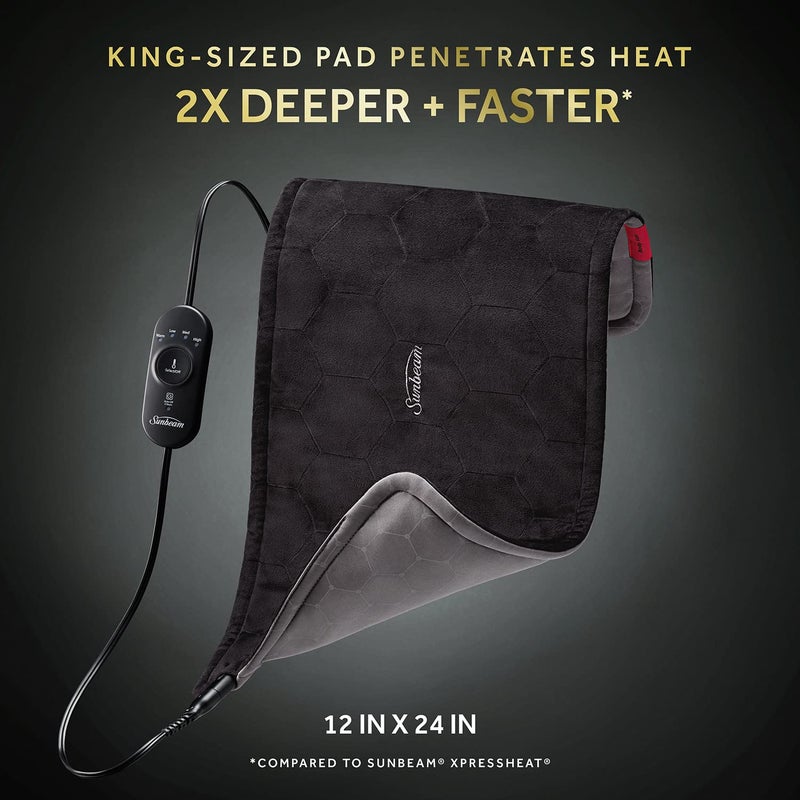 Sunbeam AdvancedHeat King-Sized Heating Pad, Sunbeam Heating Pad for Tough Pain Relief - Image 2