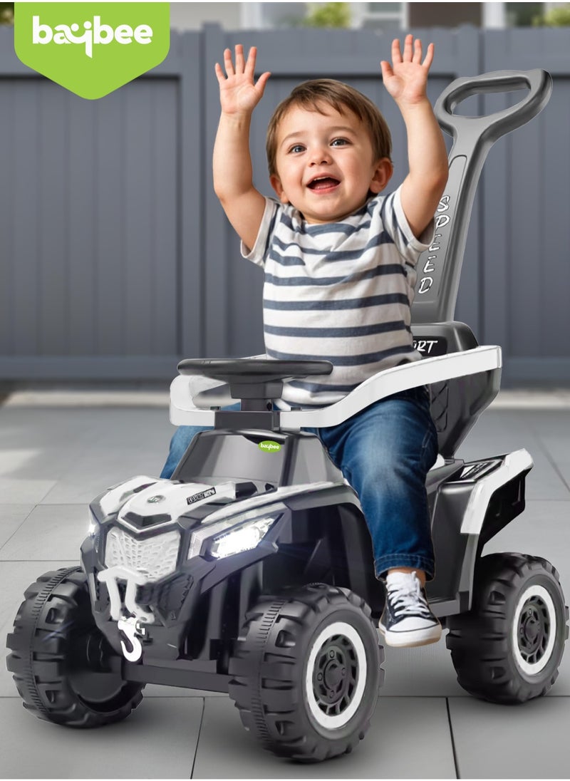 BAYBEE Beast 2 in 1 Baby Push Ride on Car for Kids, Ride on Toy Kids Jeep with Push Handle, Safety Bar, Music &  Light Baby Car Jeep Push Car for Baby Kids Car for Toddlers 1 to 3 Years Boy Girl White  - Image 2