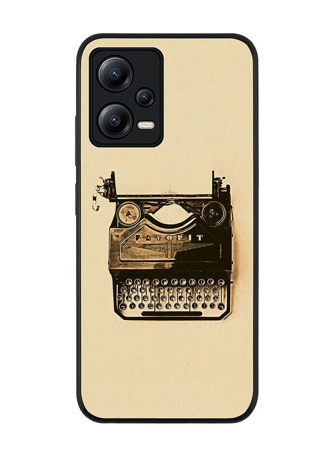 Stylizedd Rugged Black edge case for Poco X5 / Redmi Note 12 5G Slim fit Soft Case Flexible Rubber Edges Anti Drop TPU Gel Thin Cover - Typewriter - Image 1