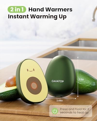 Gaiatop Hand Warmers Rechargeable 2 Pack, Magnetic 3 Settings Fast Heating Avocados Shape, Electric Portable Pocket Heater, Reusable Hot Hands Gifts for Women Men Outdoor Camping Hunting Golf - Image 2