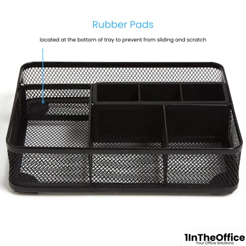1InTheOffice منظم درج المكتب من مجموعة 1InTheOffice بشبكة، أسود، 7 أقسام - Image 4