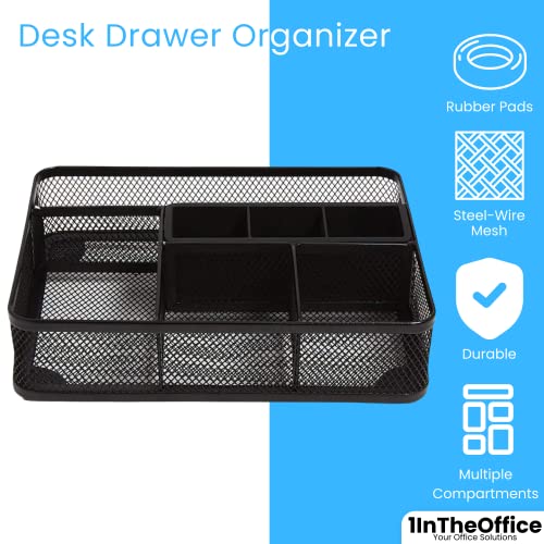 1InTheOffice منظم درج المكتب من مجموعة 1InTheOffice بشبكة، أسود، 7 أقسام - Image 2