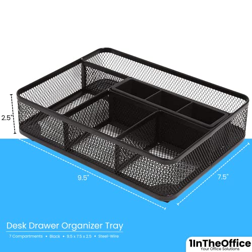 1InTheOffice منظم درج المكتب من مجموعة 1InTheOffice بشبكة، أسود، 7 أقسام - Image 3