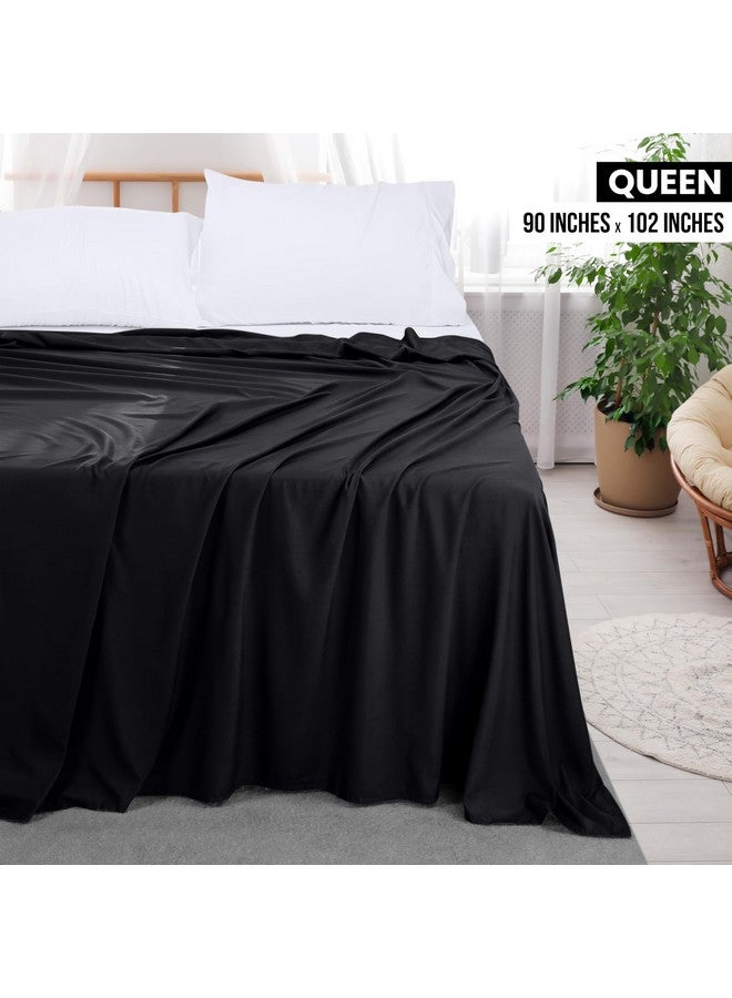 Utopia Bedding Flat Sheets - Pack of 6 - Soft Brushed Microfiber Fabric - Shrinkage & Fade Resistant Top Sheets - Easy Care (Queen, Black) - Image 2