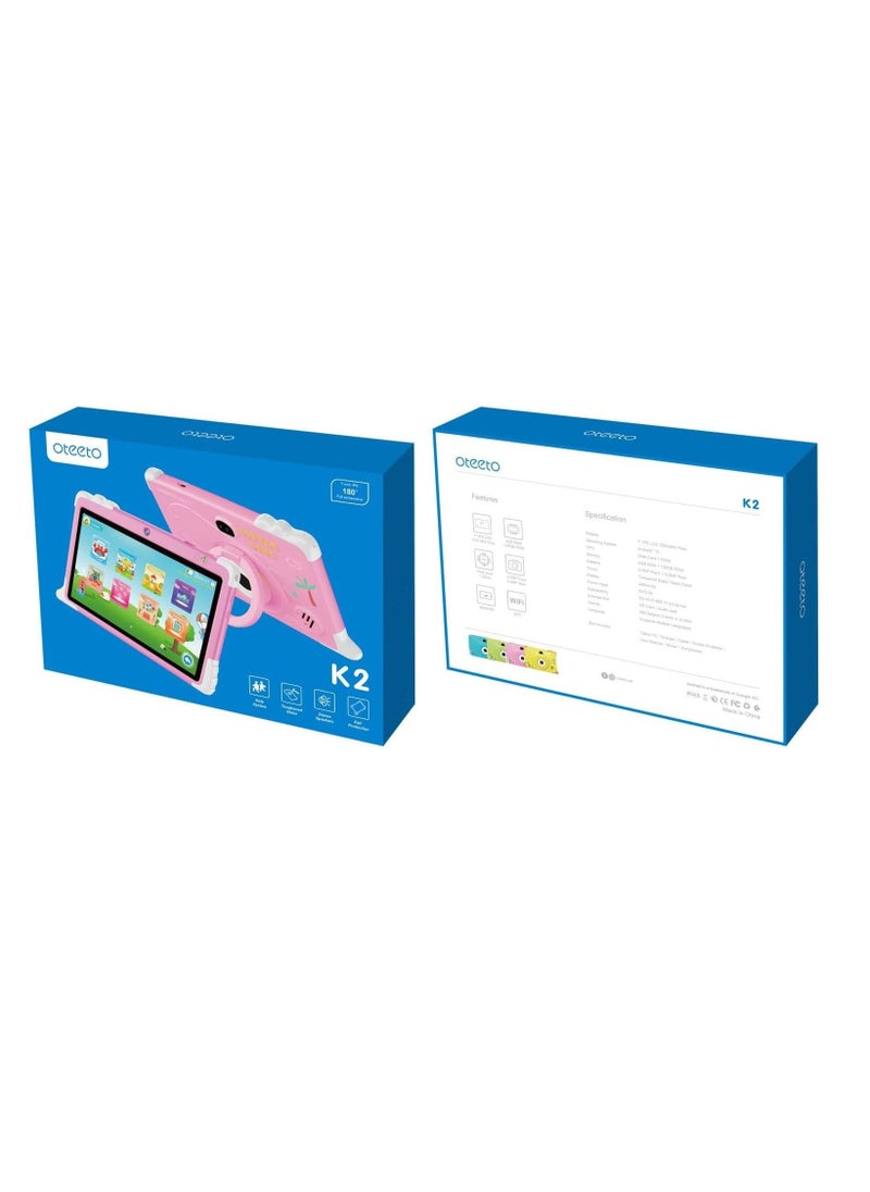 Oteeto - Oteeto Tab K2 Kids Tablet – 7" HD Display, Android, Parental Control, Learning Apps, WiFi, Kid-Proof Case – Educational Tablet for Kids (Ages 3–12), Blue - Image 1