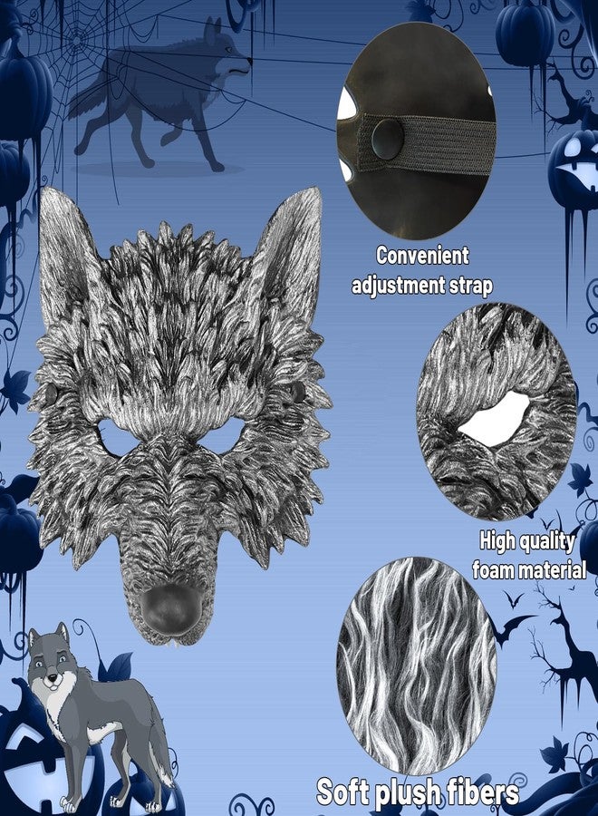 IncreDecor Wolf Mask with Wolf Tail and Gloves, Wolf Costume and Werewolf Mask for Mens Women Kids Halloween Party Dress Up, Cosplay (Grey) - Image 3