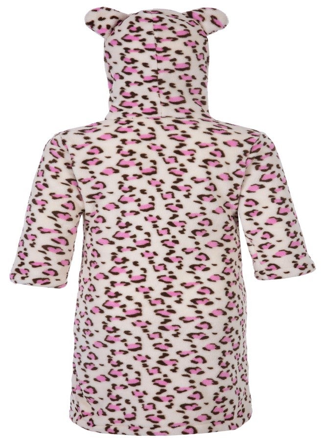 Anicosp Kids Toddler Cartoon Hooded Plush Robe Leopard Pajamas Fleece Bathrobe Children Sleepwear (US, Age, 8 Years, 9 Years, Leopard robe) - Image 2
